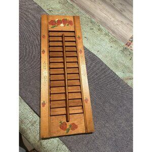 Vintage Hand Painted Wooden Shutter With Strawberries And Flowers